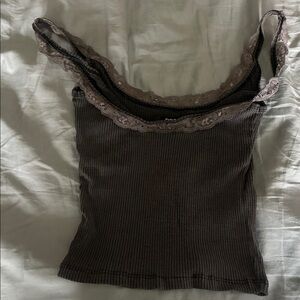 BDG Charcoal Lace Detail Top